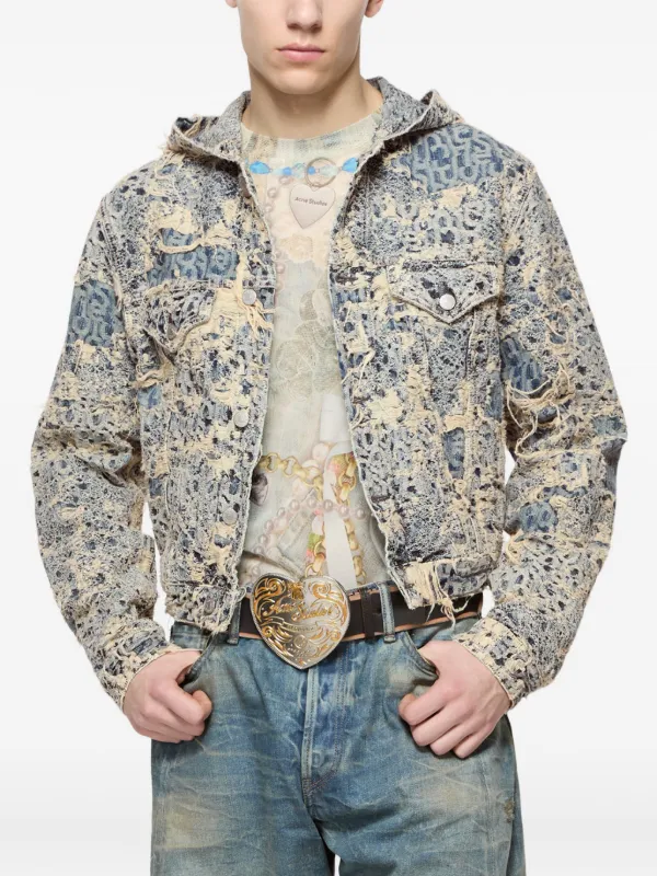 【Acne studios】アクネ デニムジャケット ダメージ ブルー Acne Studios ダメージ デニムジャケット | ブルー | FARFETCH JP