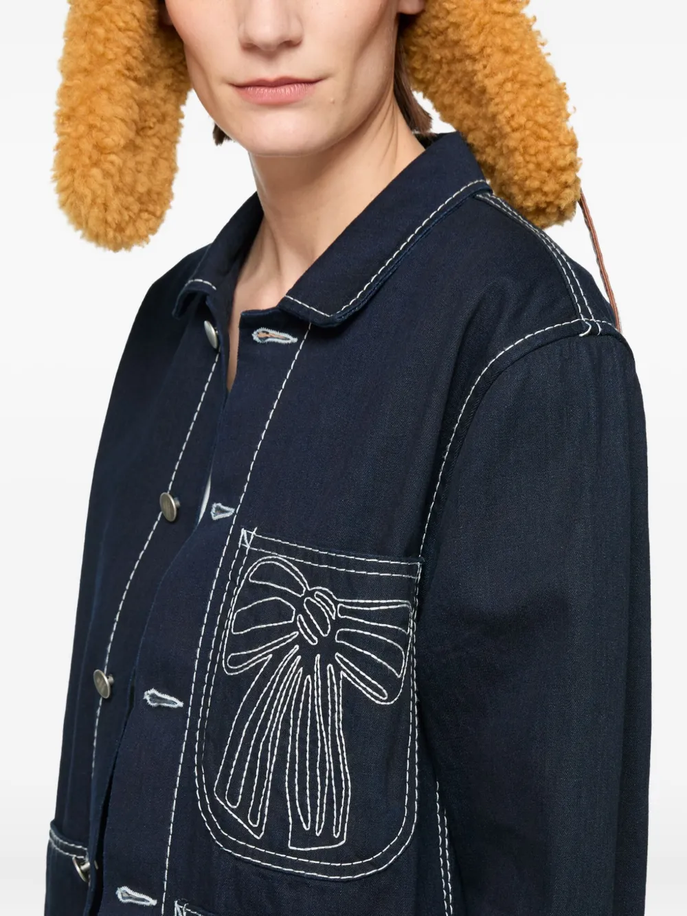 Acne Studios Denim jack met geborduurde strik Blauw