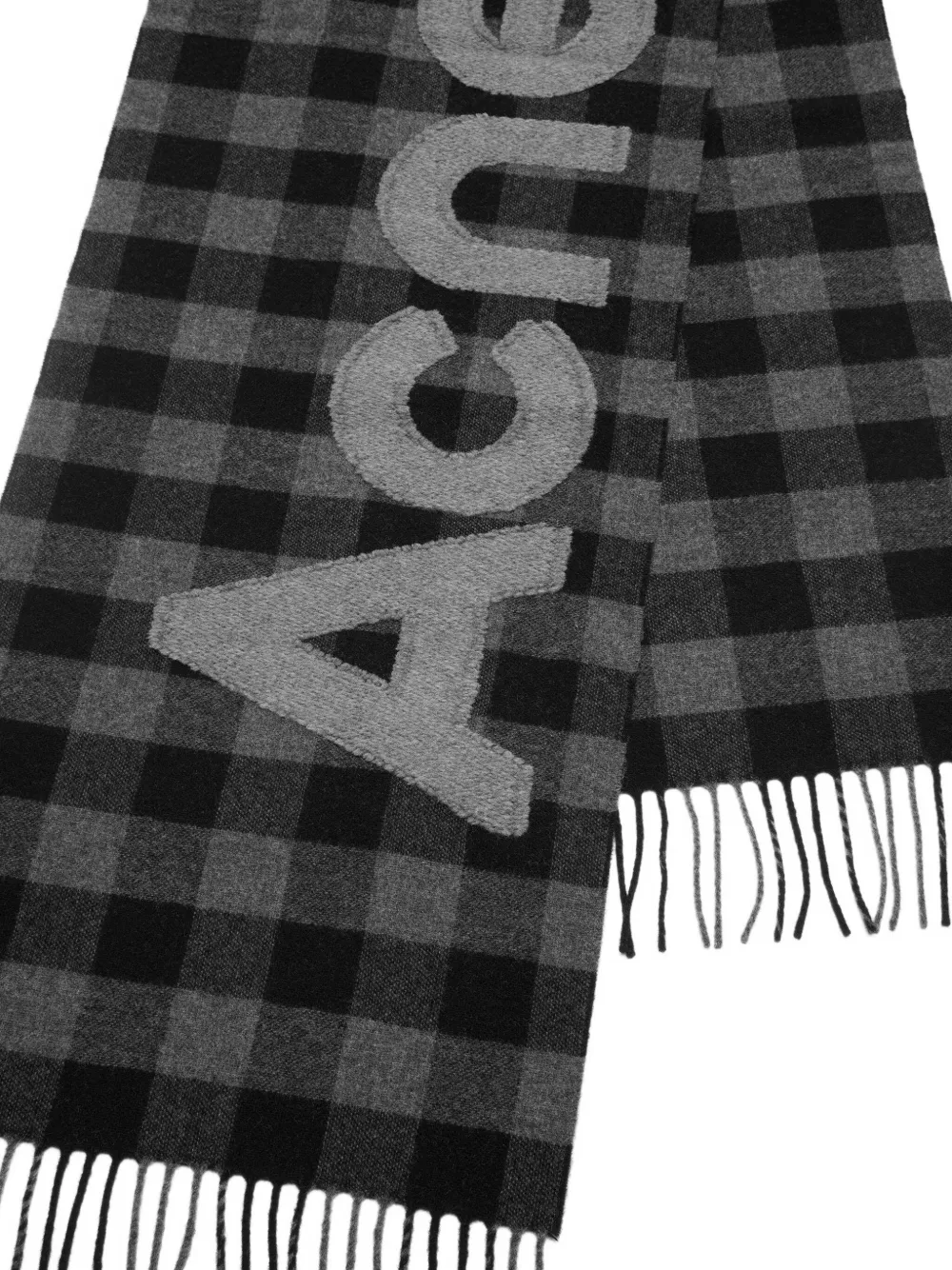 Acne Studios Sjaal met gingham-ruit en logo Zwart