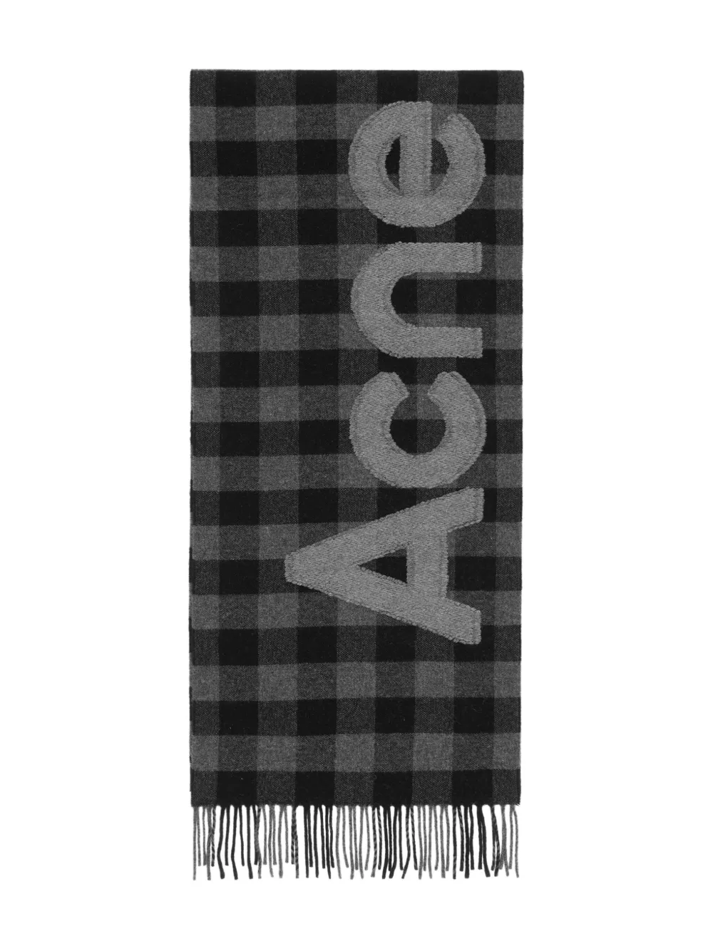 Acne Studios Sjaal met gingham-ruit en logo Zwart