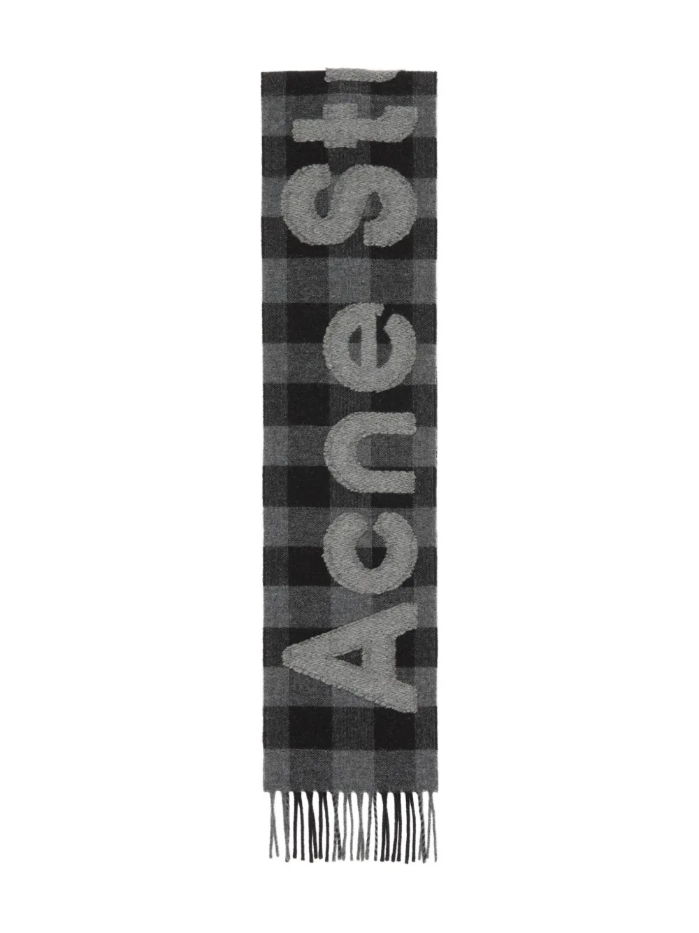 Acne Studios logo checked scarf | Black | Image 1