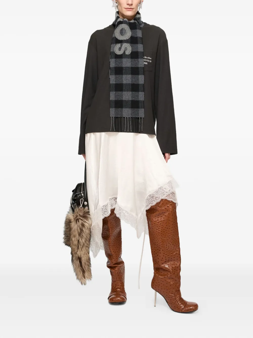 Acne Studios Geruite sjaal Zwart