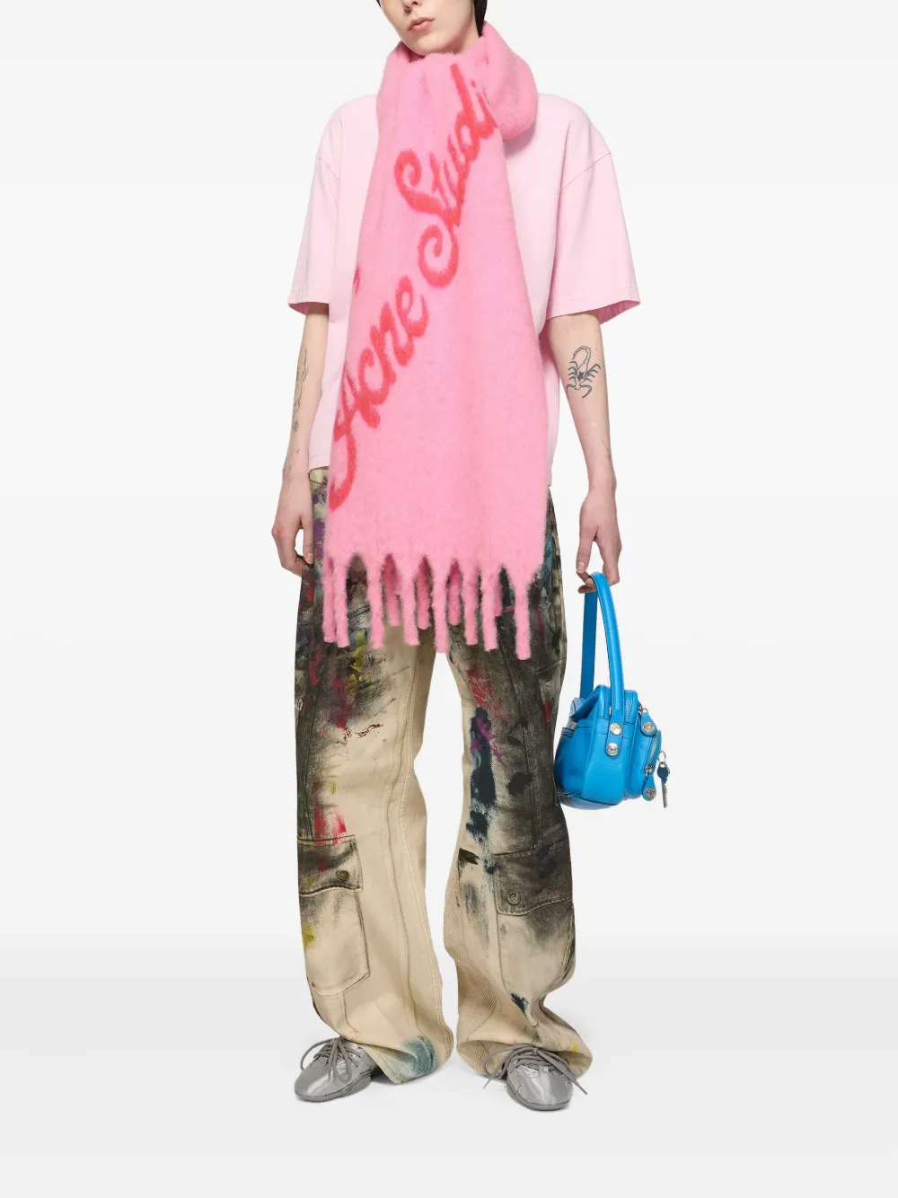 Acne Studios Sjaal met logo Roze