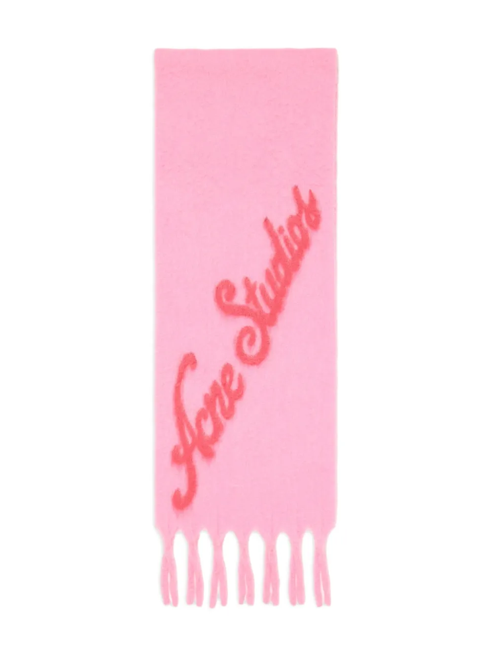 Acne Studios logo fringed scarf | Pink | Image 1