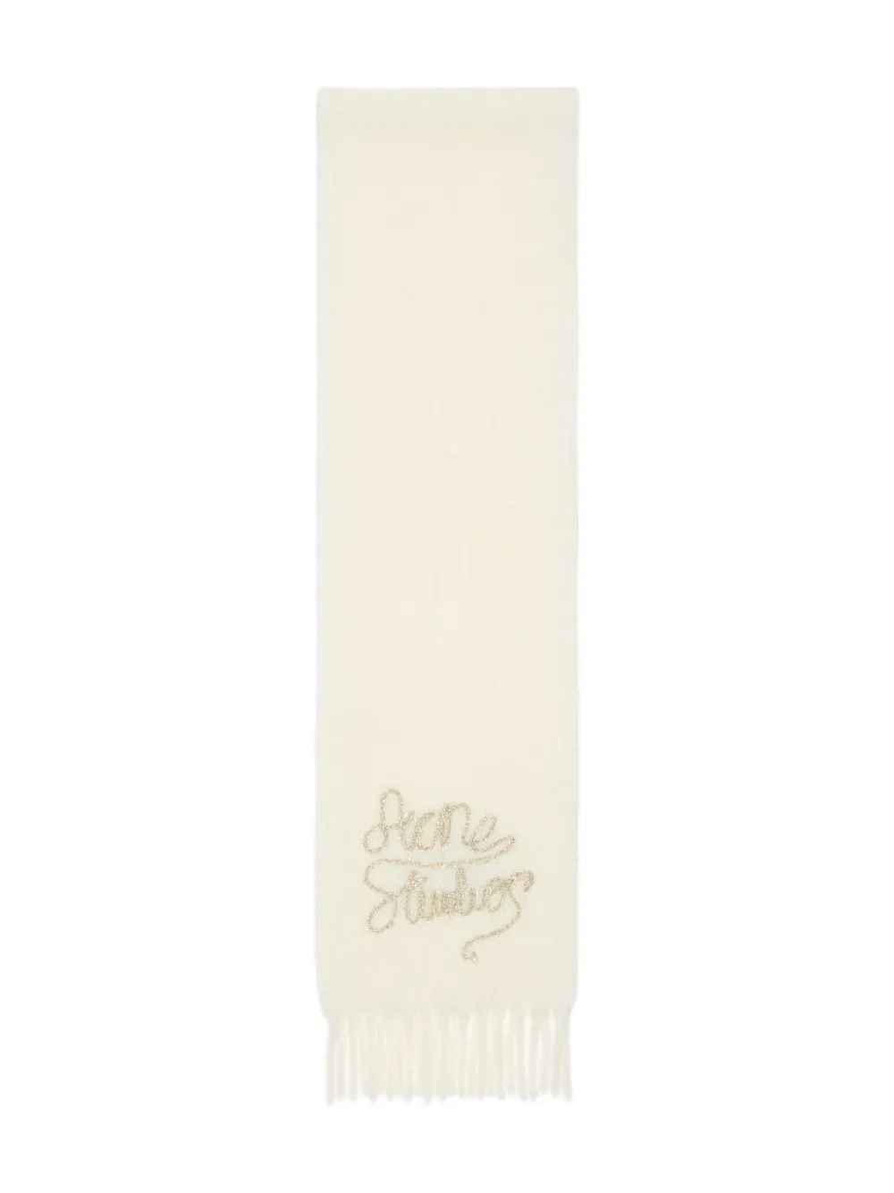 Acne Studios écharpe frangée à logo | tons neutres | Image 1