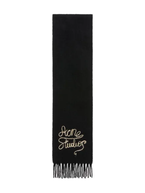 Acne Studios fringed logo-detail scarf