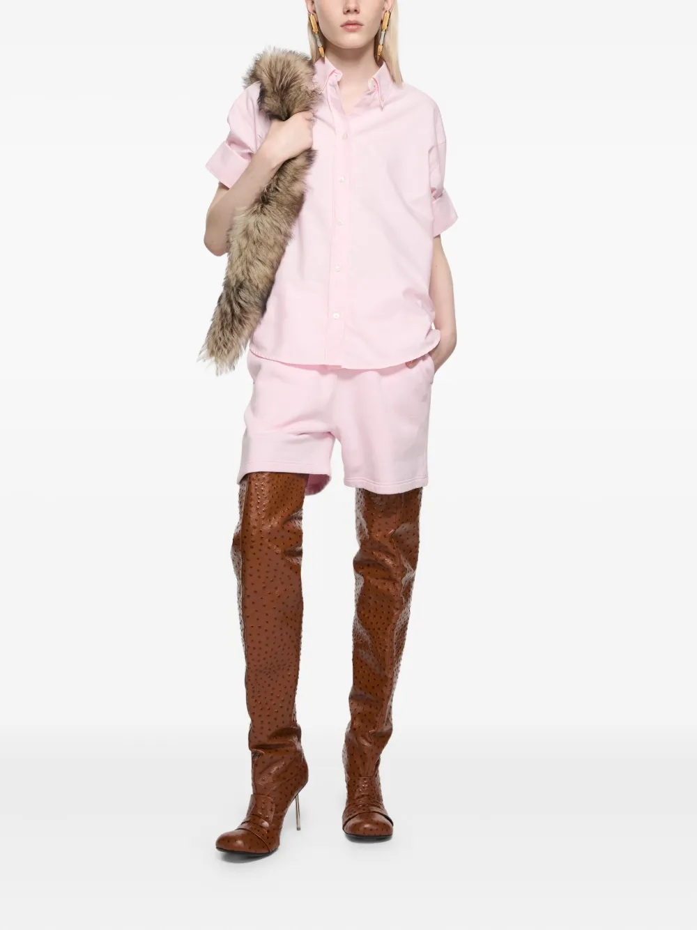 Acne Studios Shorts met geborduurd logo Roze