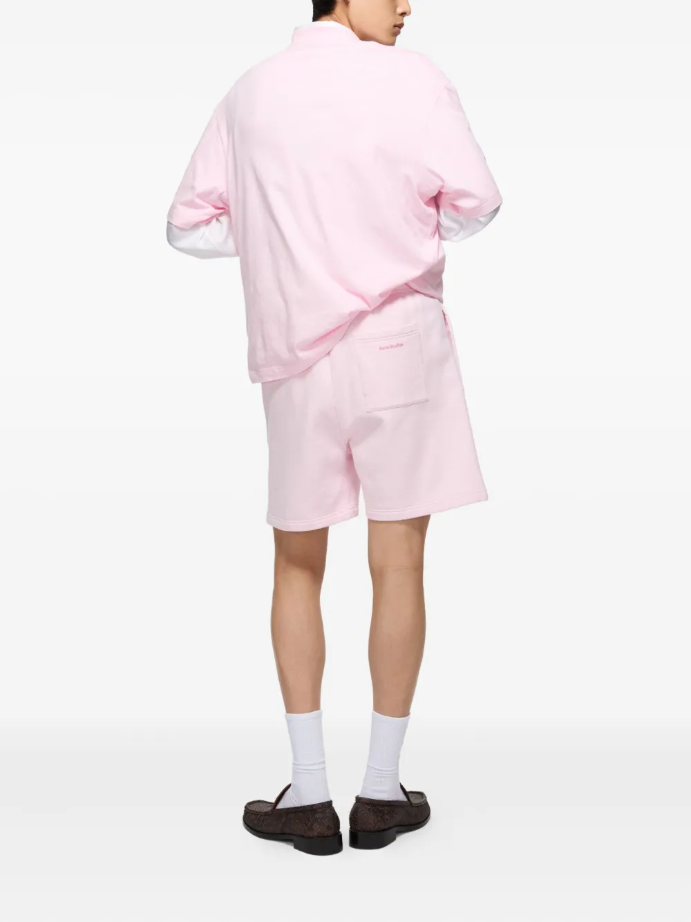 Acne Studios Shorts met geborduurd logo Roze
