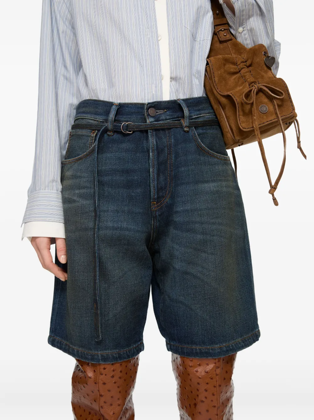 Acne Studios Katoenen denim shorts Blauw