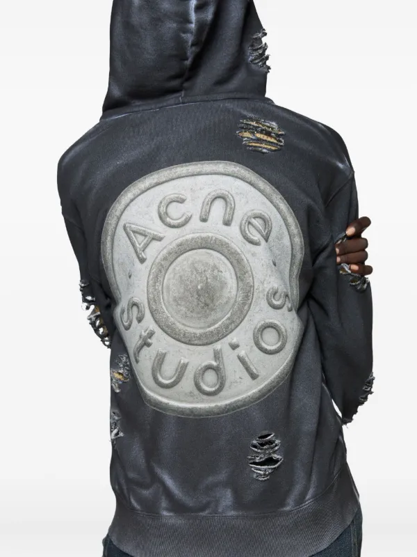 Acne Studios ダメージ ジップパーカー | ブラック | FARFETCH JP