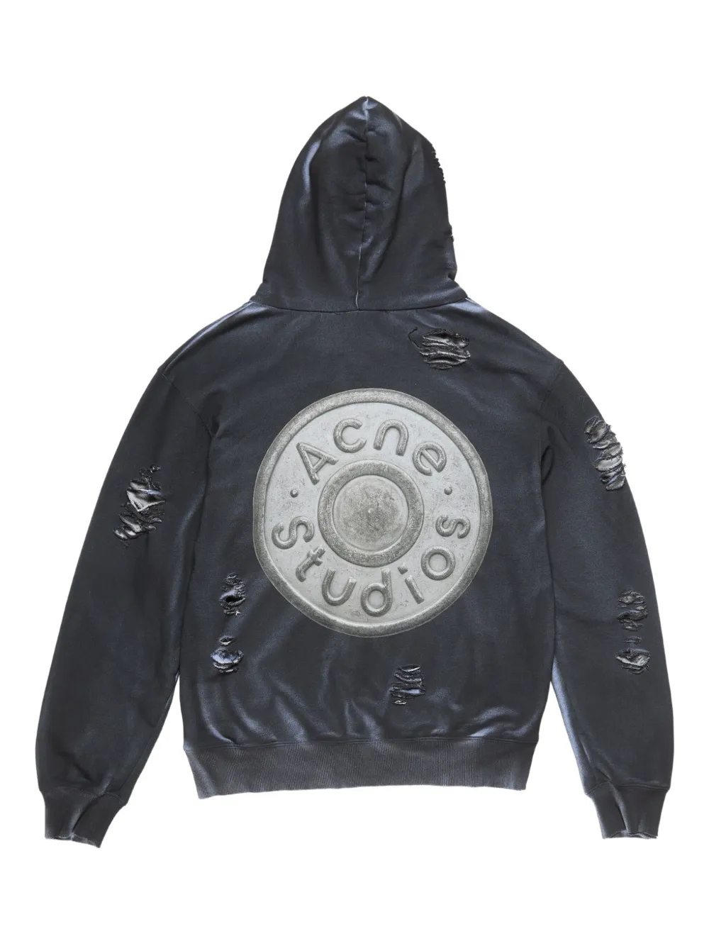Acne Studios logo distressed zip-up hoodie | Black | Image 1