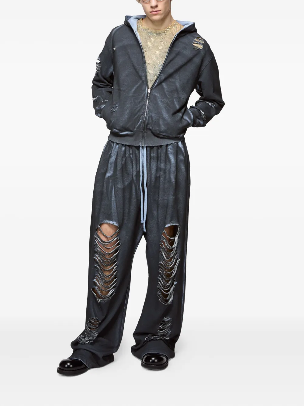 Acne Studios logo distressed zip-up hoodie | Hoodies | Image 2
