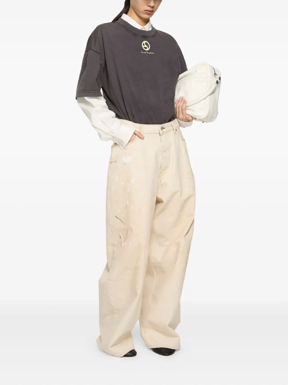Acne Studios T-shirt met logoprint Grijs