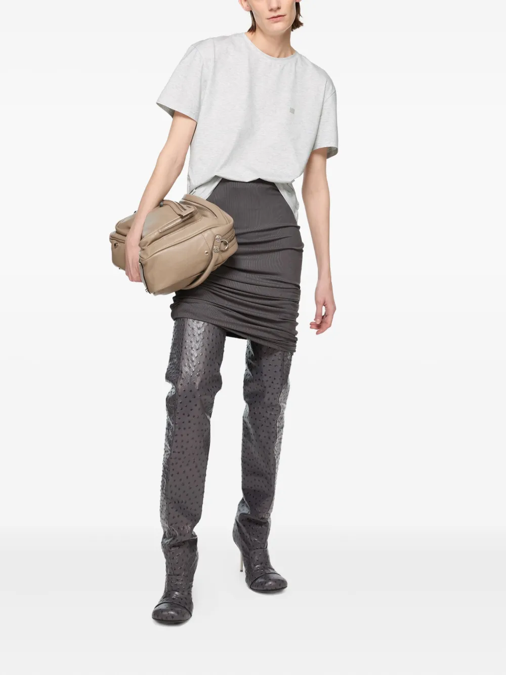 Acne Studios Logo-plaque Short-sleeve T-shirt In Gray