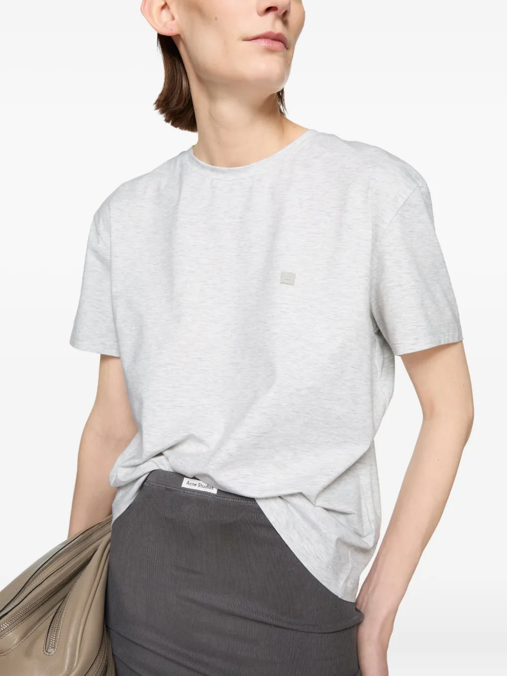 Acne Studios Logo-plaque Short-sleeve T-shirt In Gray