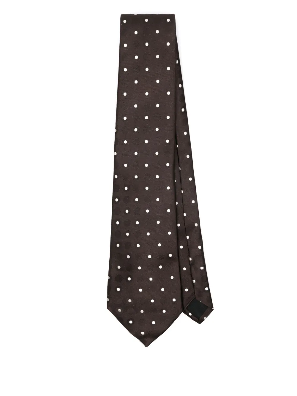Saint Laurent Patterned-jacquard Tie In Brown