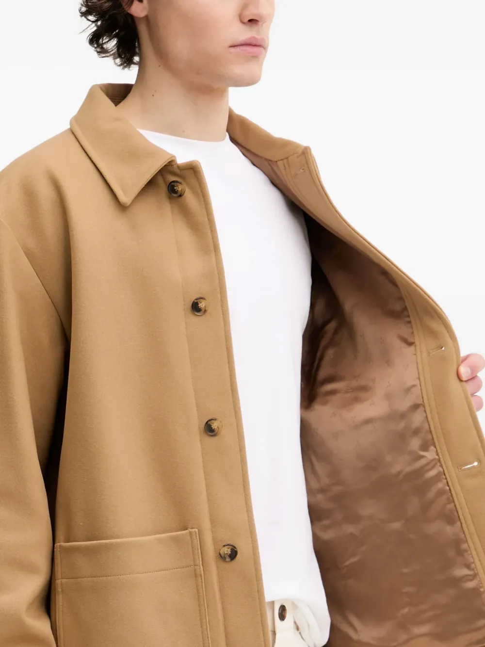 A.P.C. Jack van wolblend met opgestikte zak Bruin