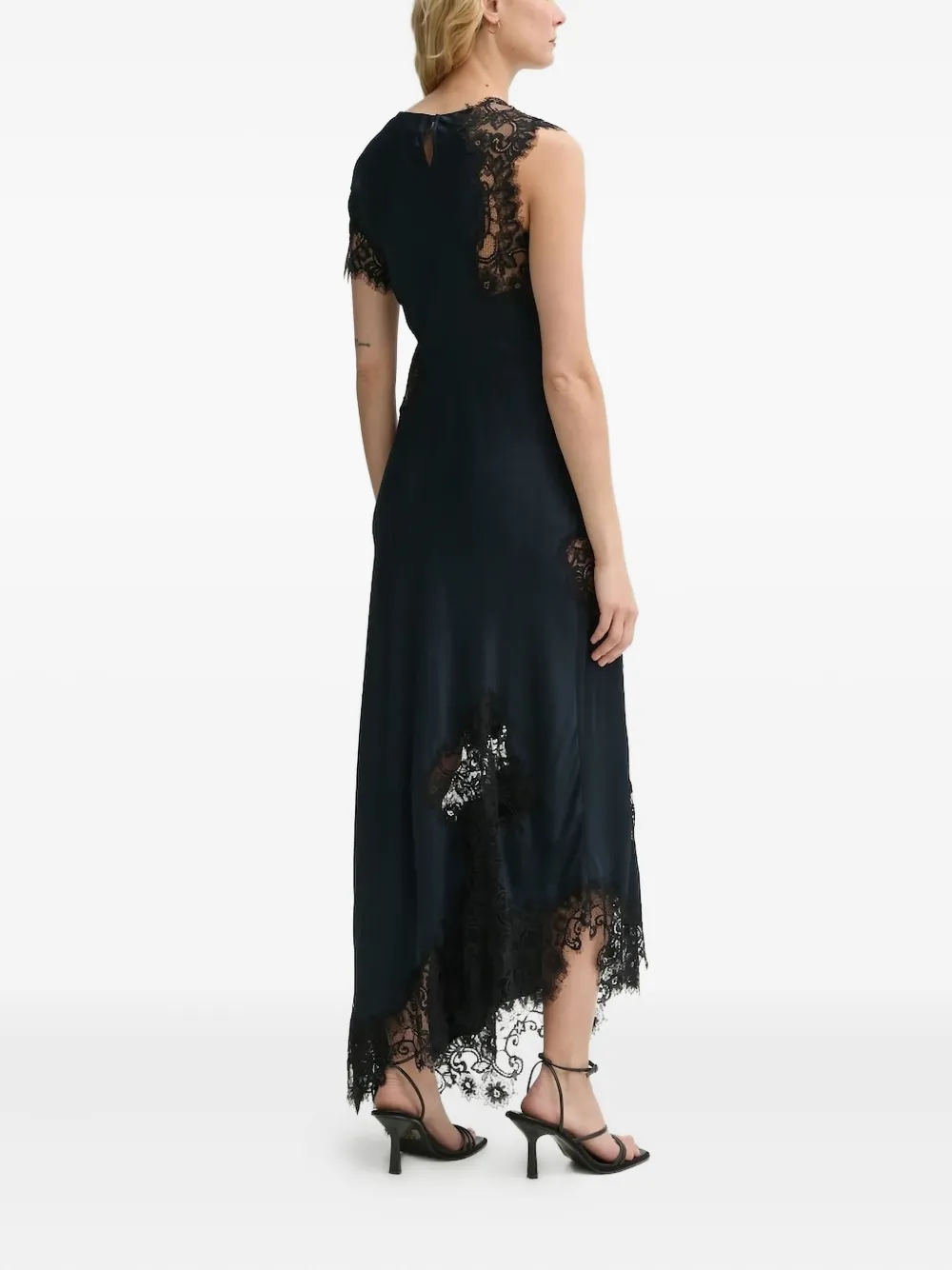 A.L.C. Alessia asymmetrische jurk met kanten vlakken - Blauw