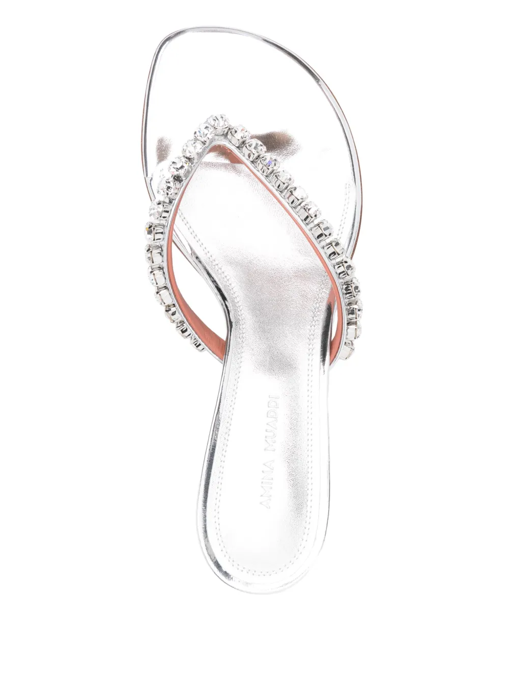Amina Muaddi 45mm crystal-embellished mules Silver