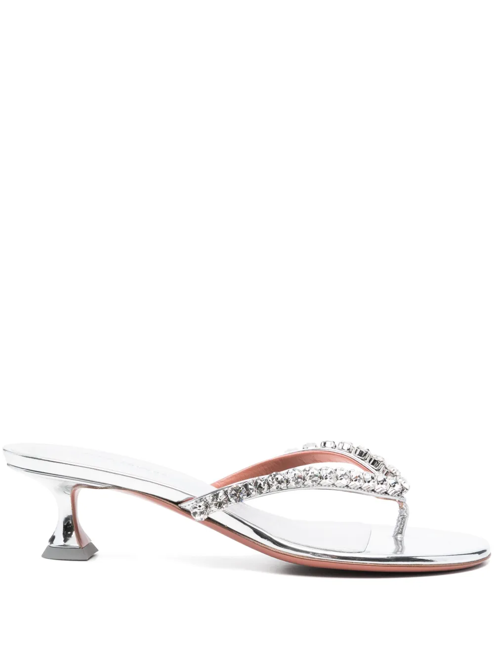 Amina Muaddi 45mm crystal-embellished mules Silver