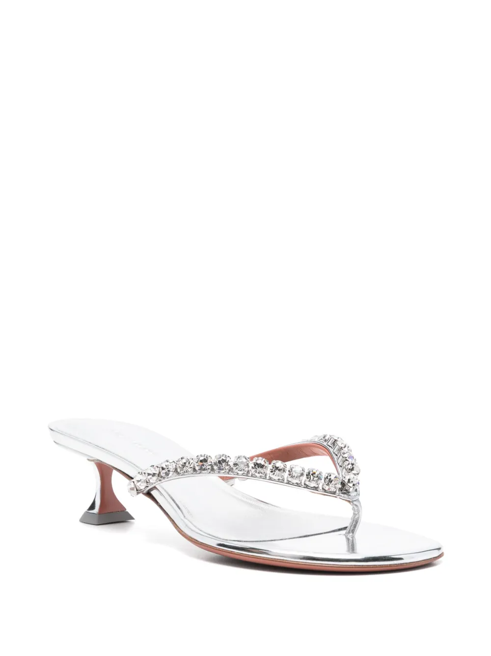 Amina Muaddi 45mm crystal-embellished mules Silver