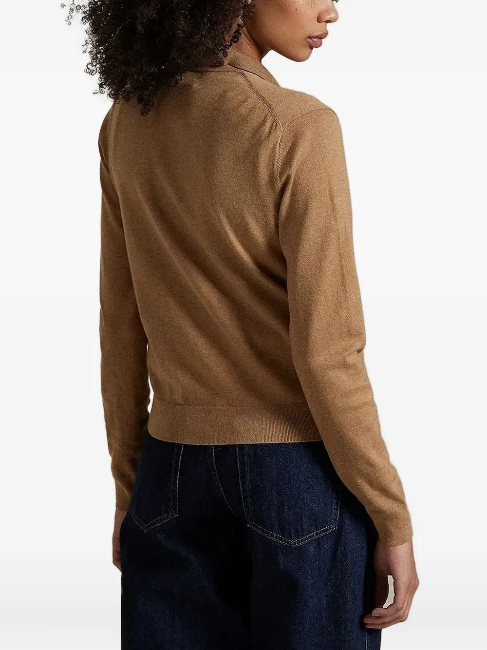 Polo Ralph Lauren Polo-neck Button-up Cardigan In Brown