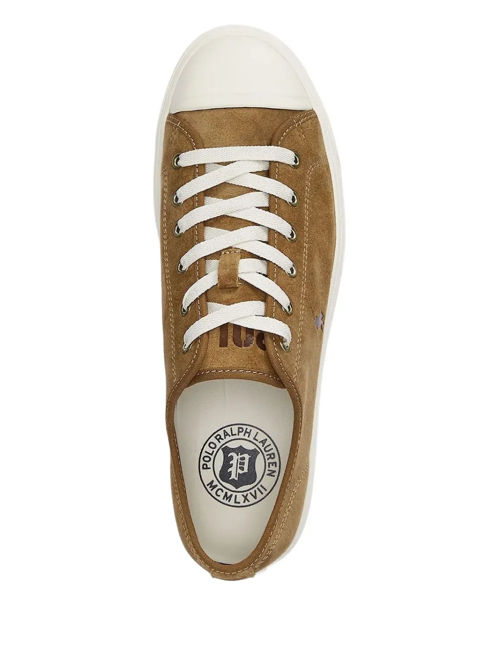 Polo Ralph Lauren Suède sneakers met logodetail Beige