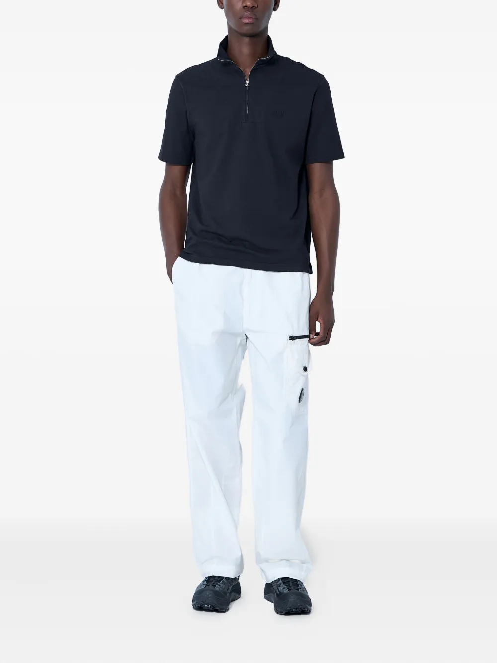 C.P. Company half-zip cotton polo shirt Zwart