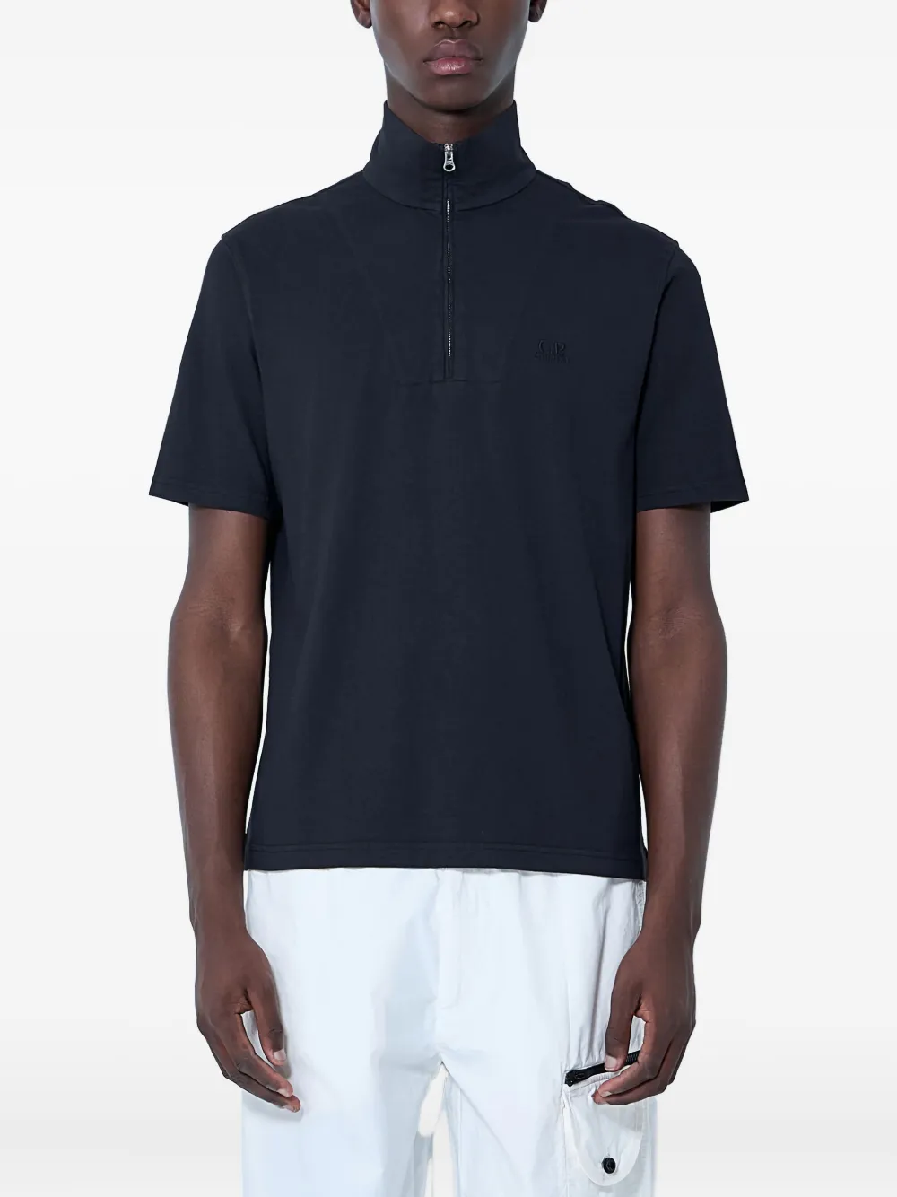 C.P. Company half-zip cotton polo shirt Zwart