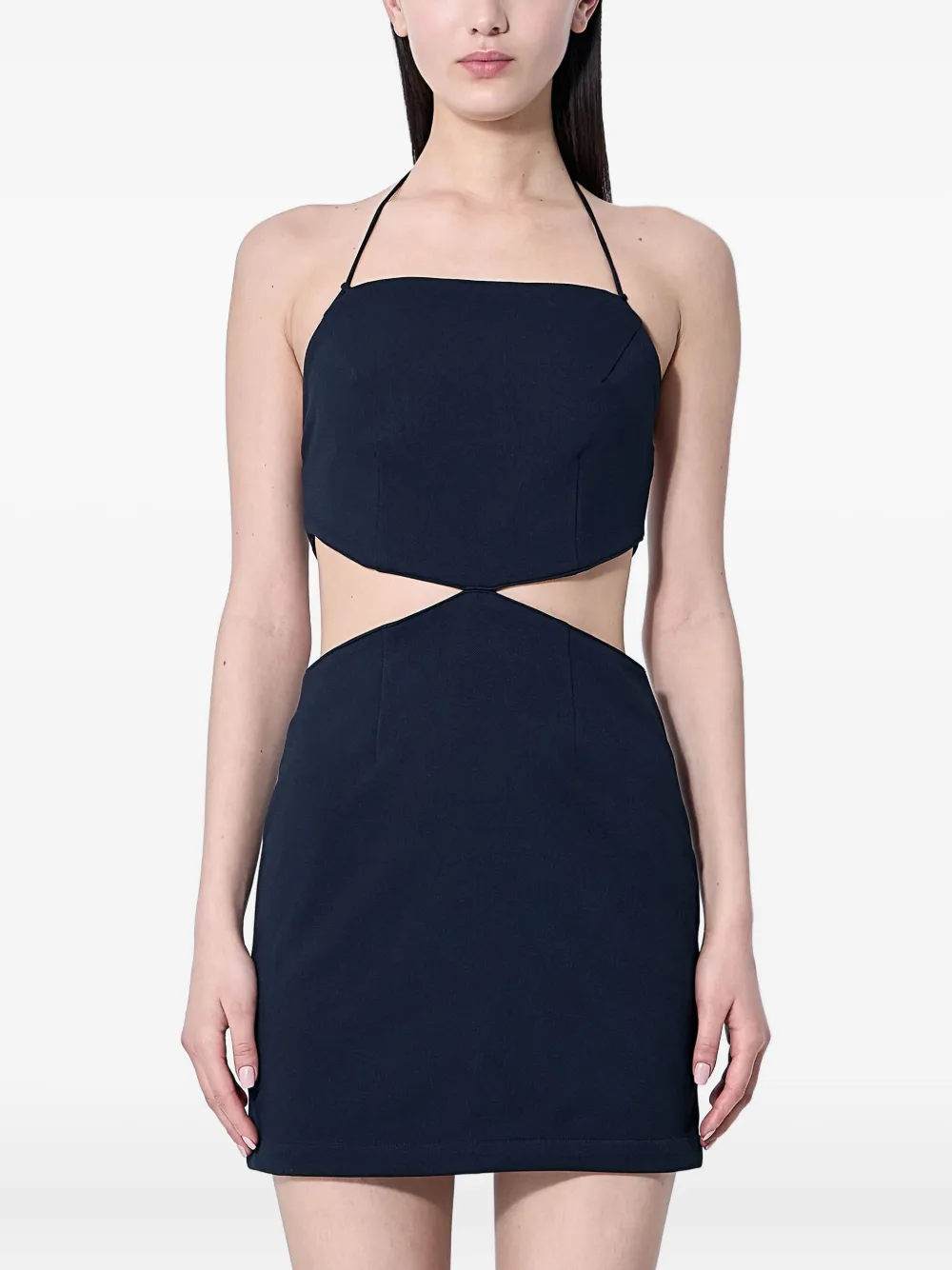 Rokh cut-out square-neck mini cocktail dress Blauw