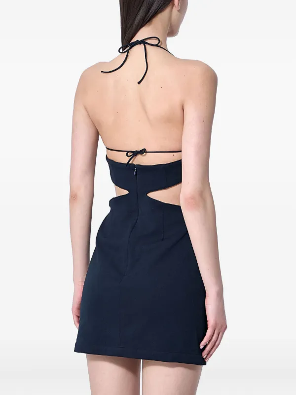 Rokh Cut-Out Square-Neck Mini Dress - Blue