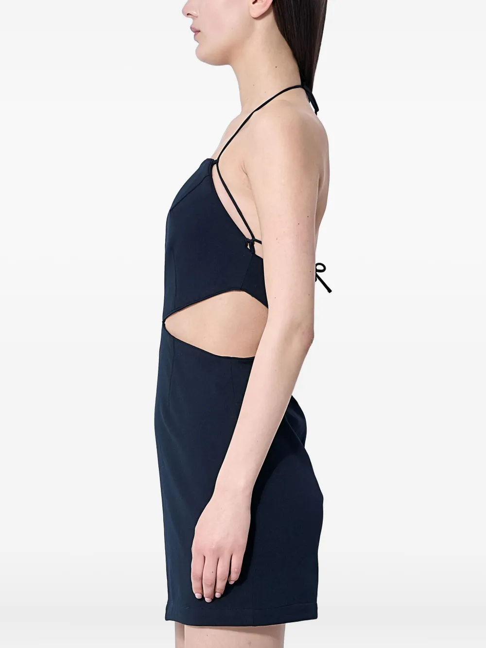 Rokh cut-out square-neck mini cocktail dress Blauw