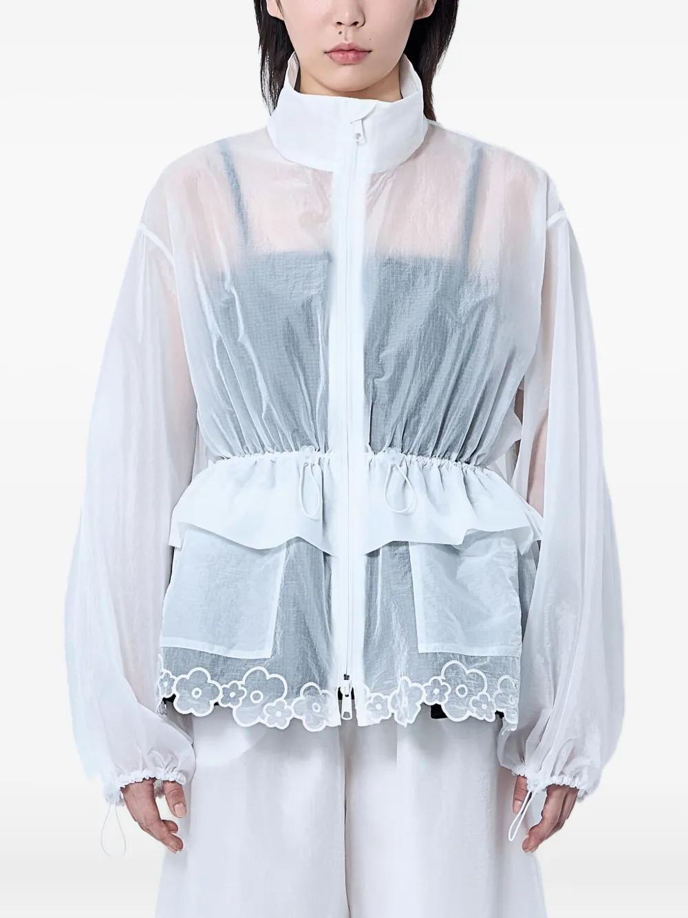 Cecilie Bahnsen lace-trimmed drawstring jacket Wit