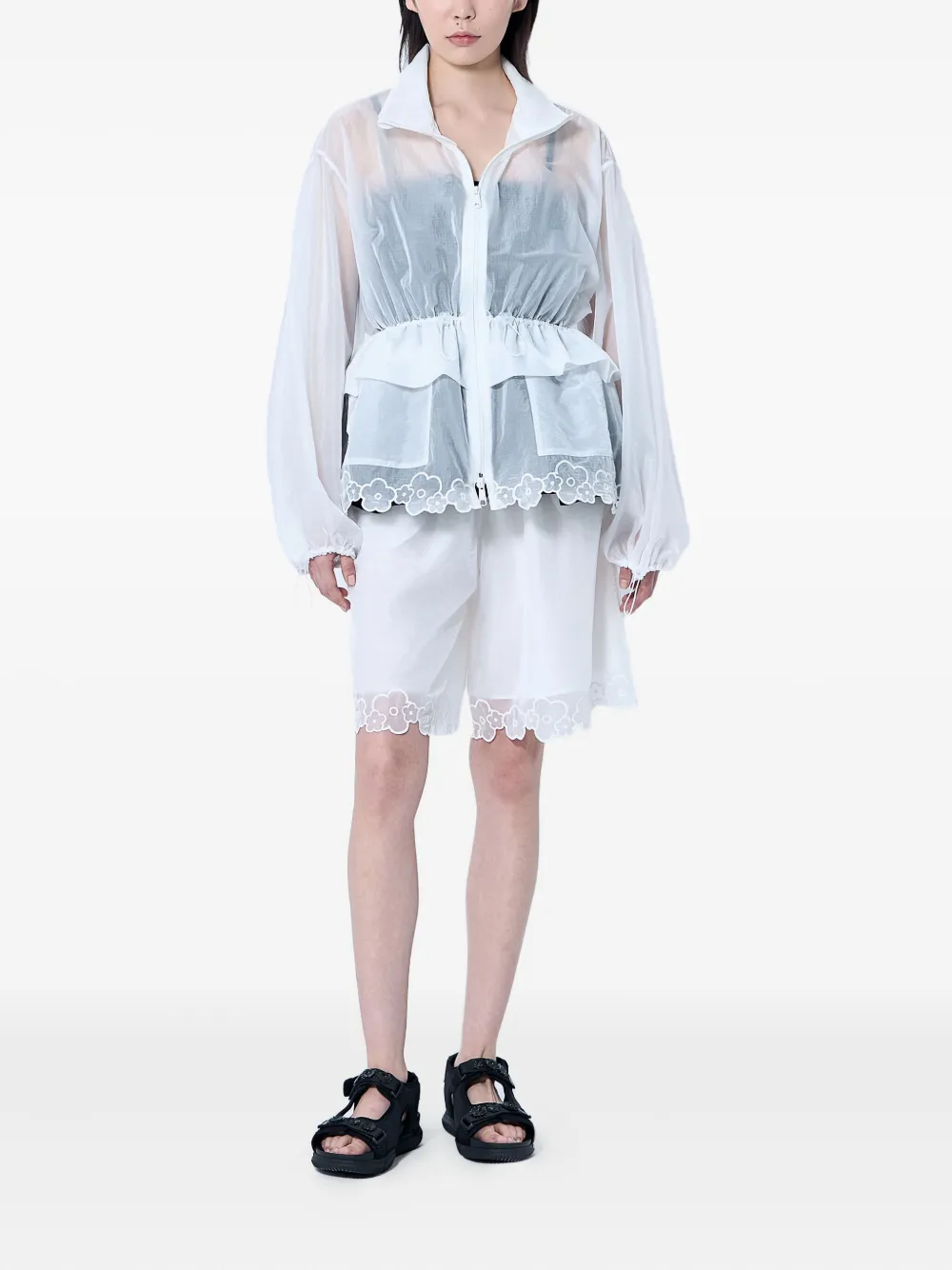 Cecilie Bahnsen lace-trimmed drawstring jacket Wit