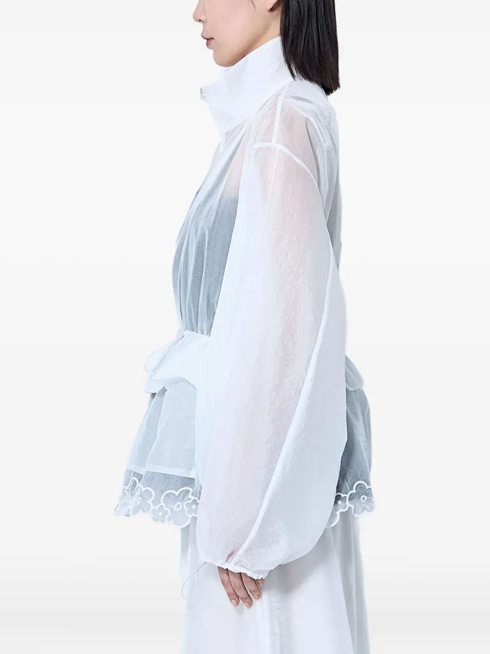 Cecilie Bahnsen lace-trimmed drawstring jacket Wit