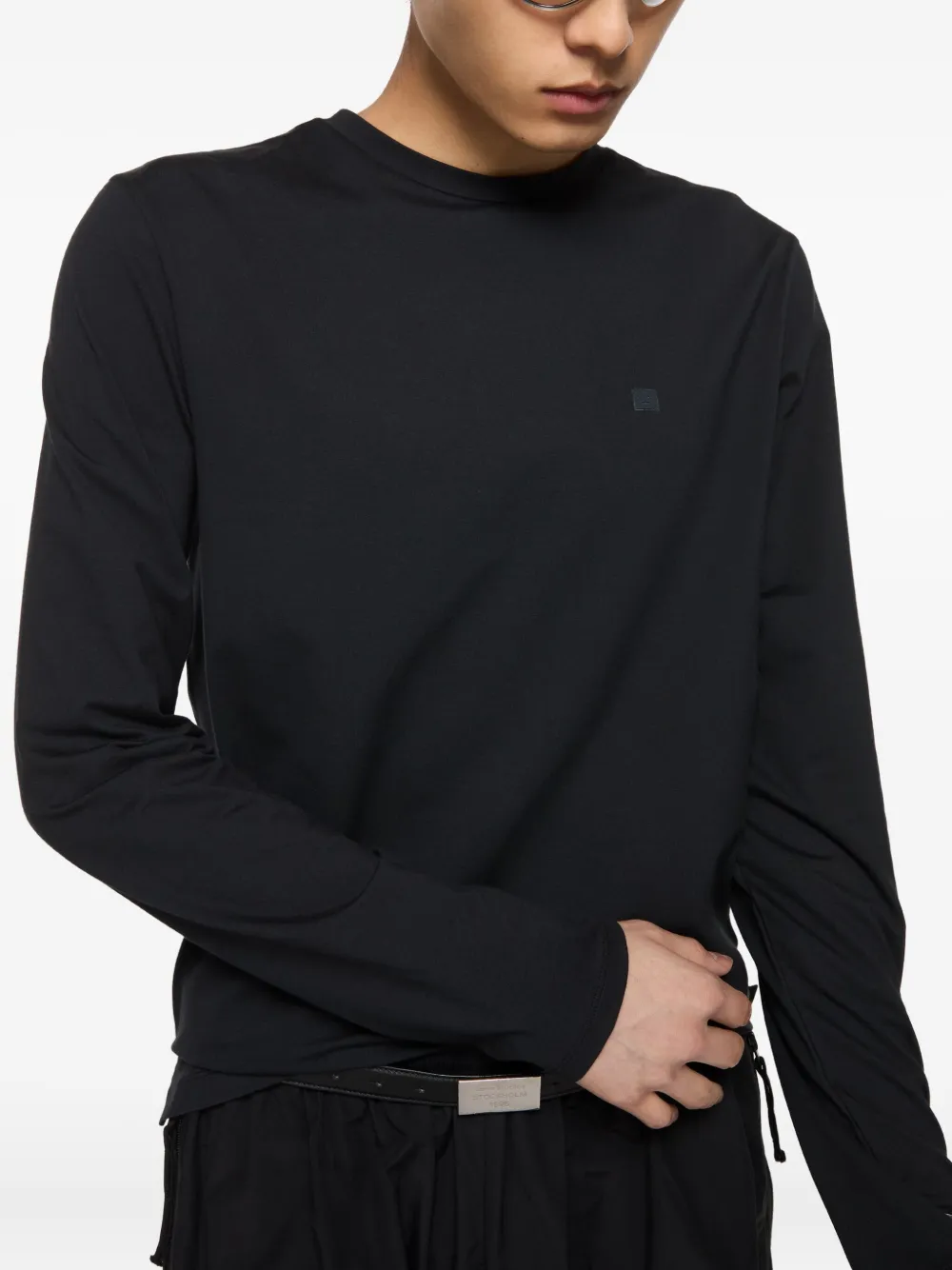Acne Studios logo-patch long-sleeve T-shirt Zwart