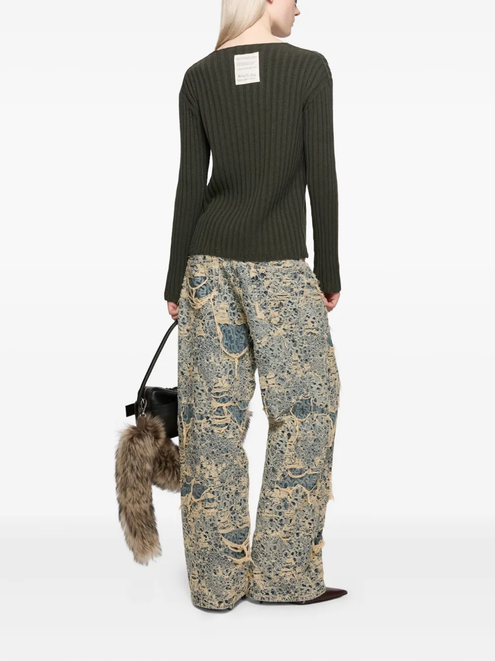Acne Studios Geribbelde katoenen trui Groen