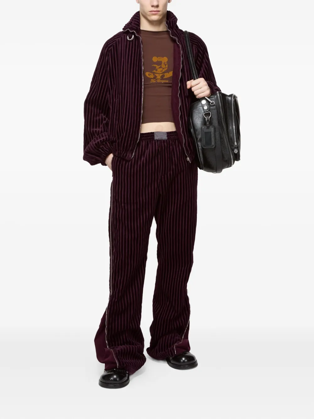 Acne Studios ribbed-velvet zip-detail pants - Zwart