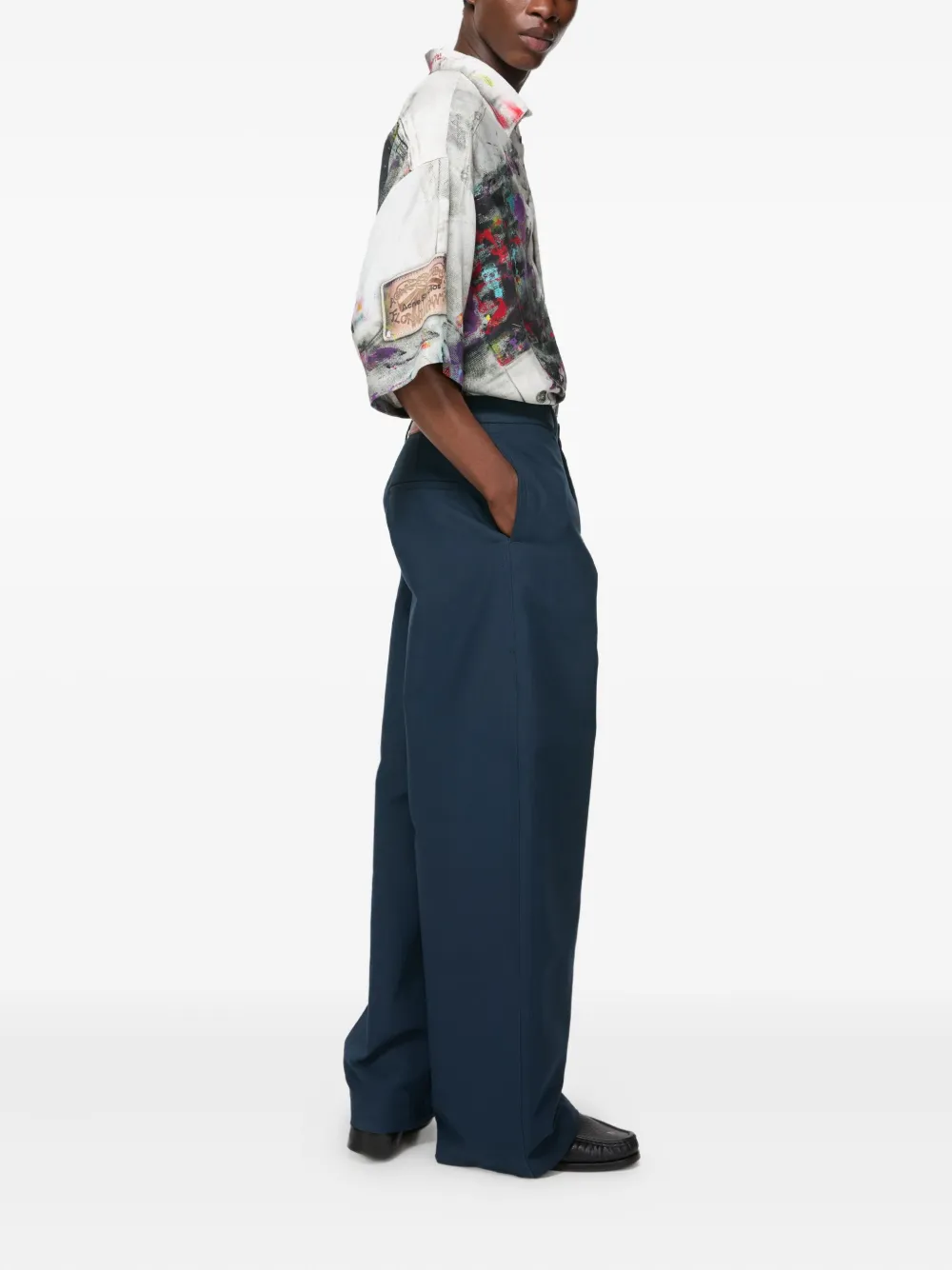 Acne Studios Broek met logopatch Blauw