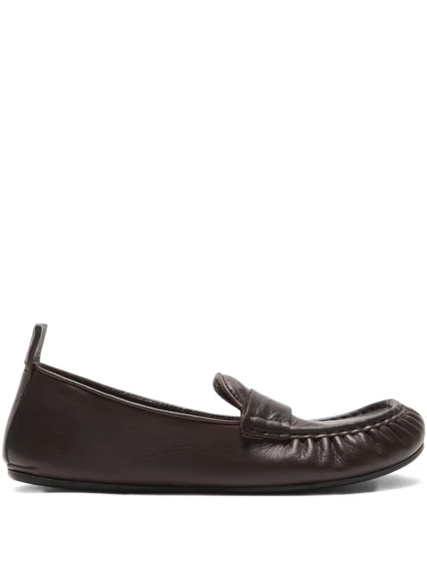 Acne Studios Leather Saddle Loafers in Dark Brown