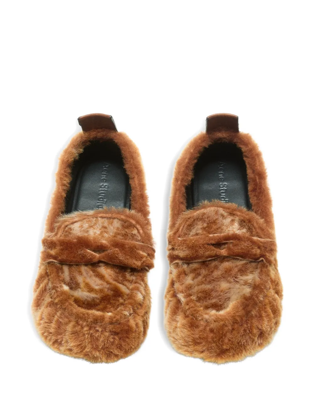 Acne Studios Shearling Loafers In Brown