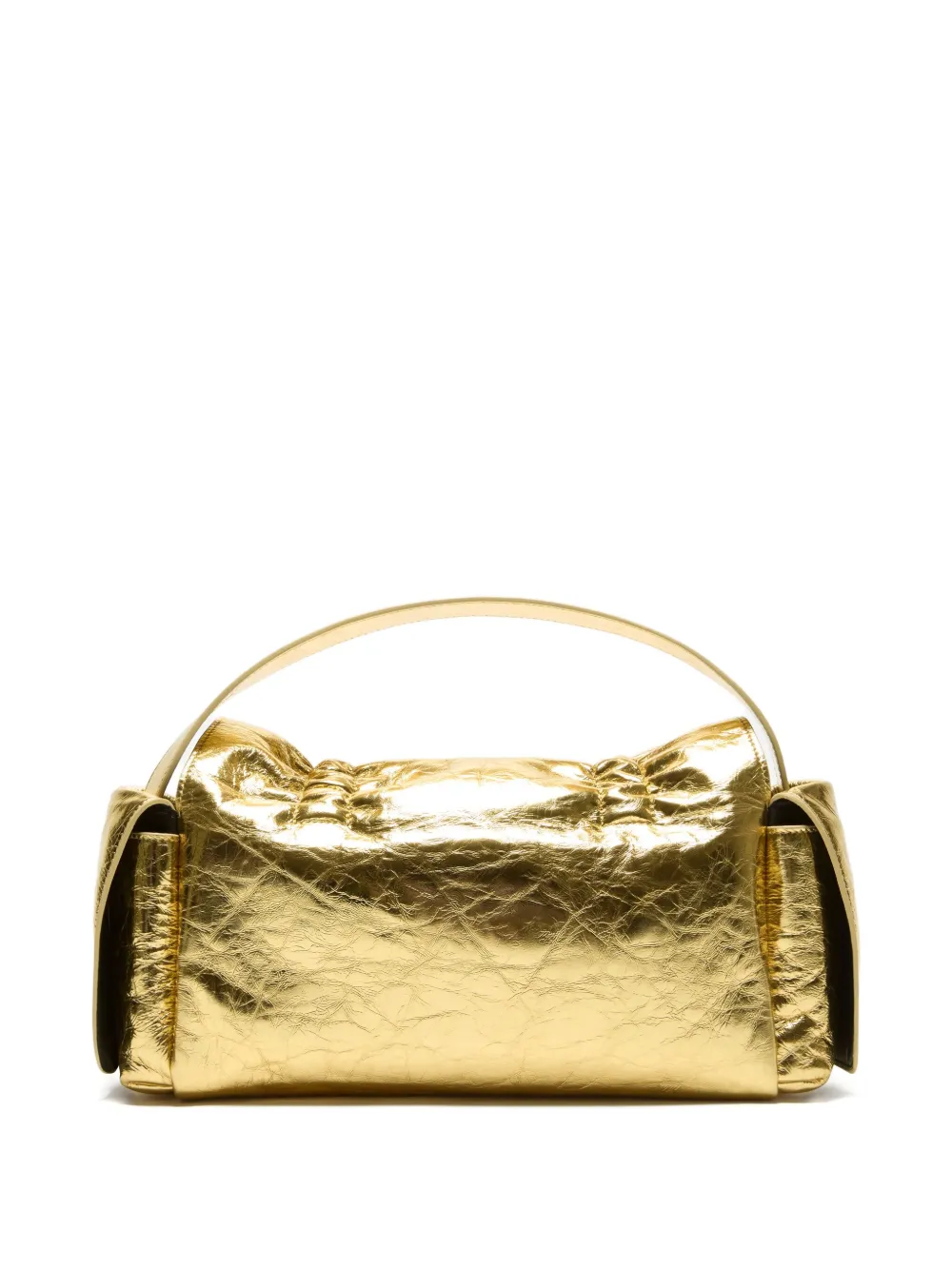 Acne Studios Drawstring Leather Shoulder Bag In Gold