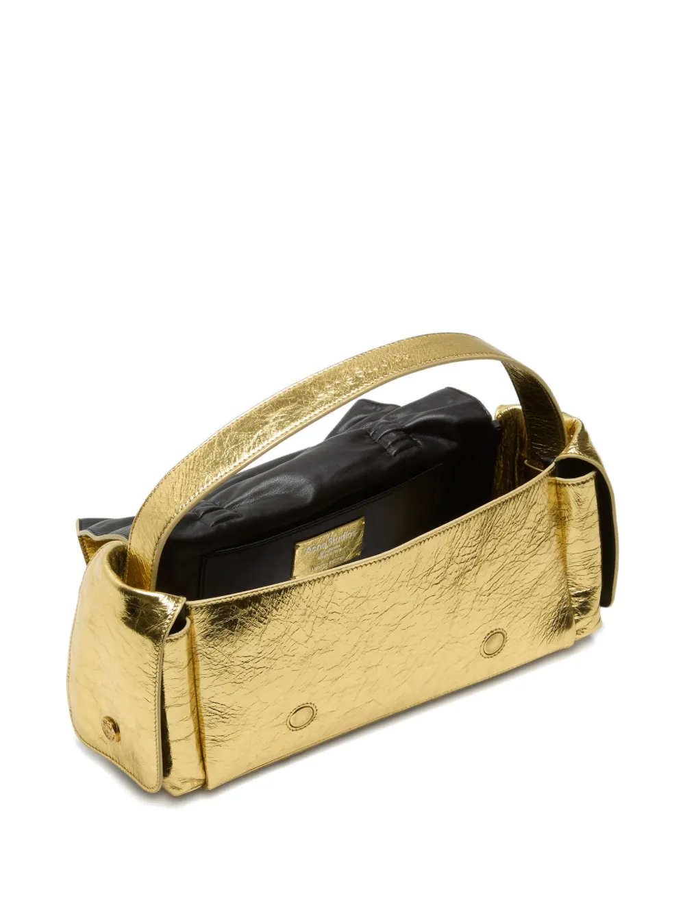 Acne Studios Drawstring Leather Shoulder Bag In Gold