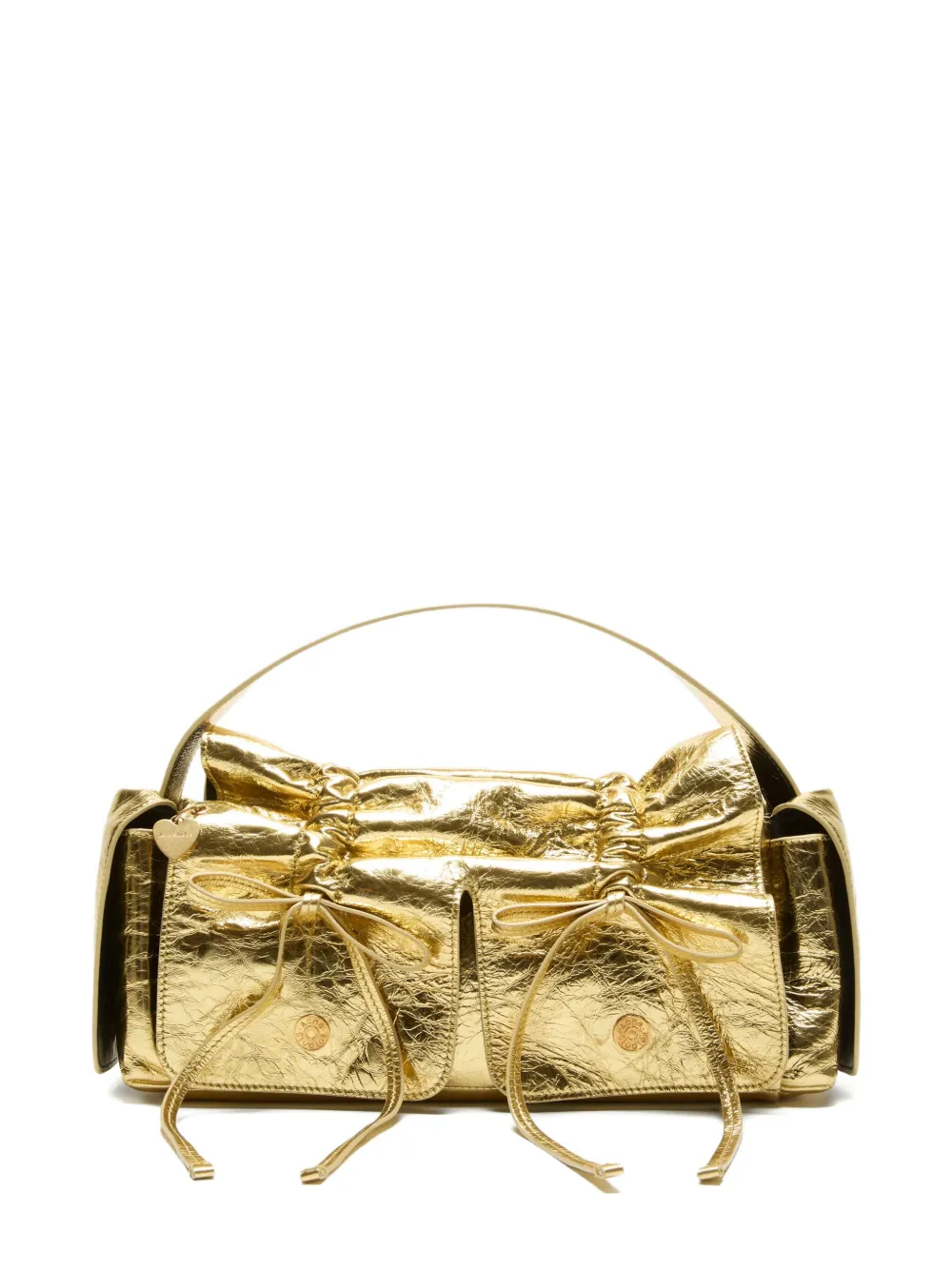 Acne Studios Drawstring Leather Shoulder Bag In Gold