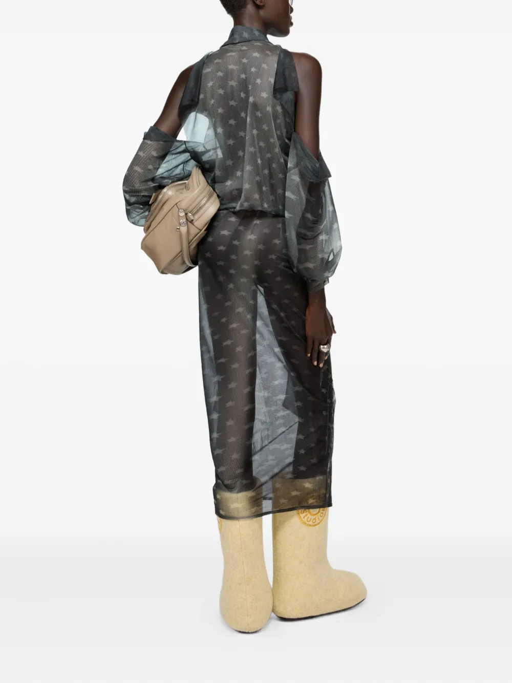 Acne Studios Jurk met open schouders en sterrenprint - Grijs