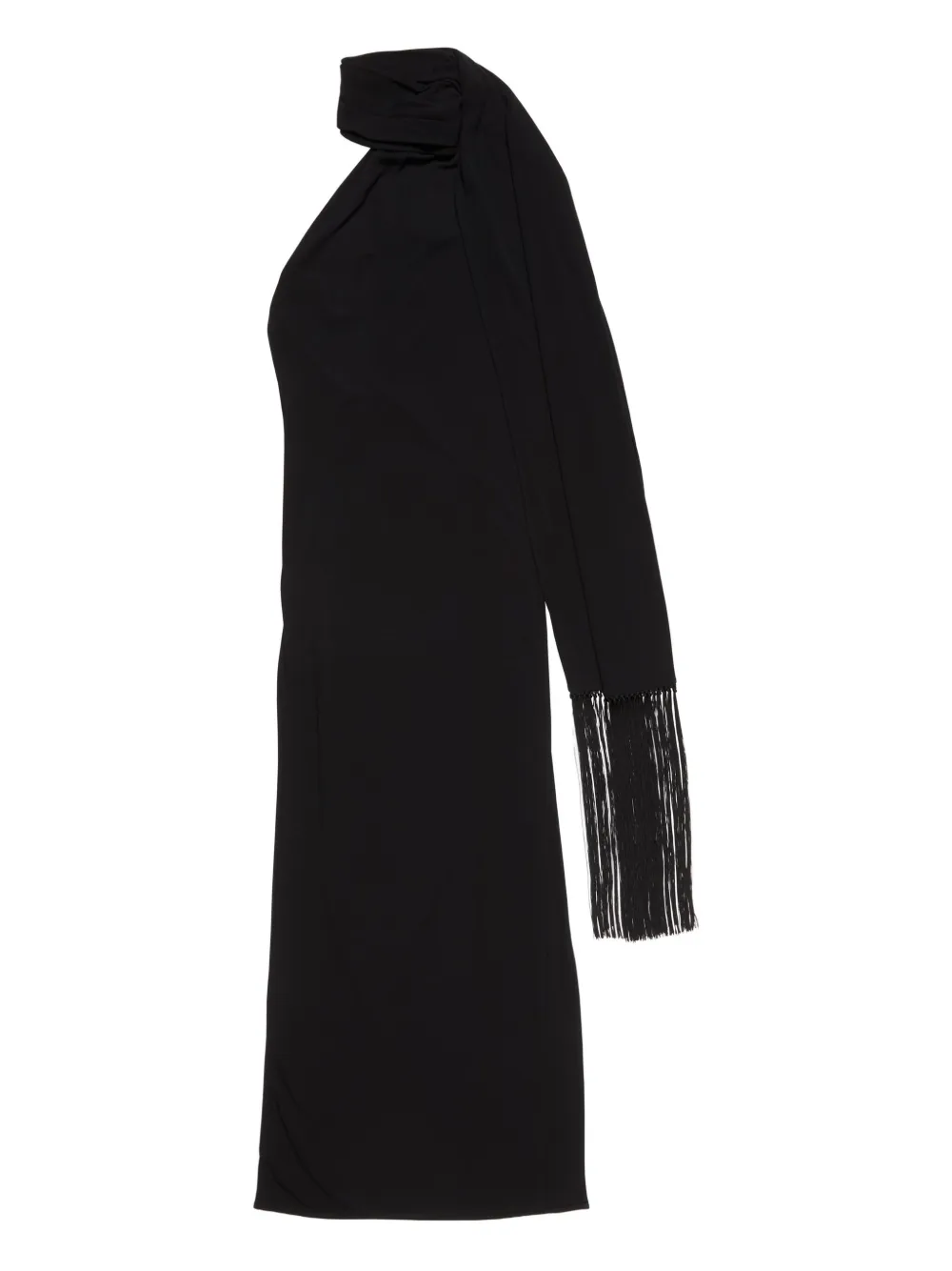 Acne Studios فستان بثنيات وشراشيب | أسود | Image 1