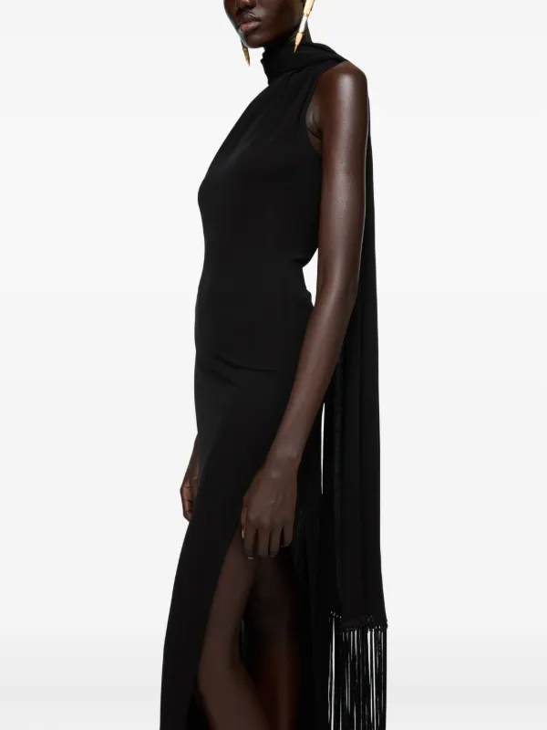 acne dress black Open-back draped silk-satin midi dress - dark gray