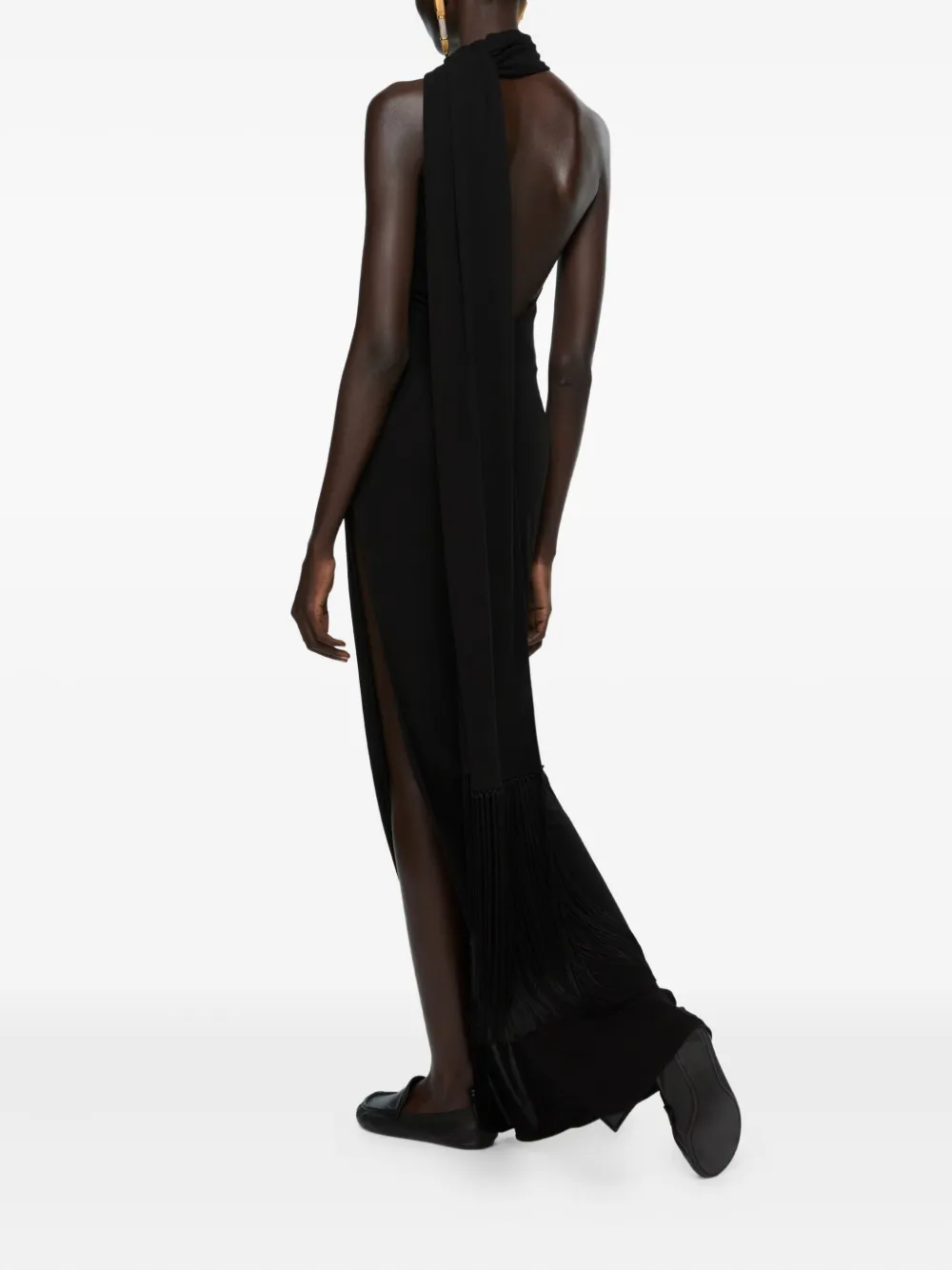 Acne Studios Draped Fringe Dress In Black