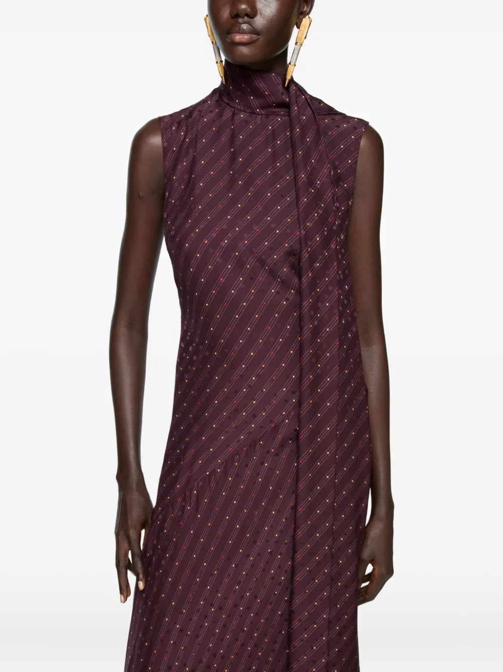 Acne Studios Dale Asymmetric Silk Maxi Dress In Burgundy
