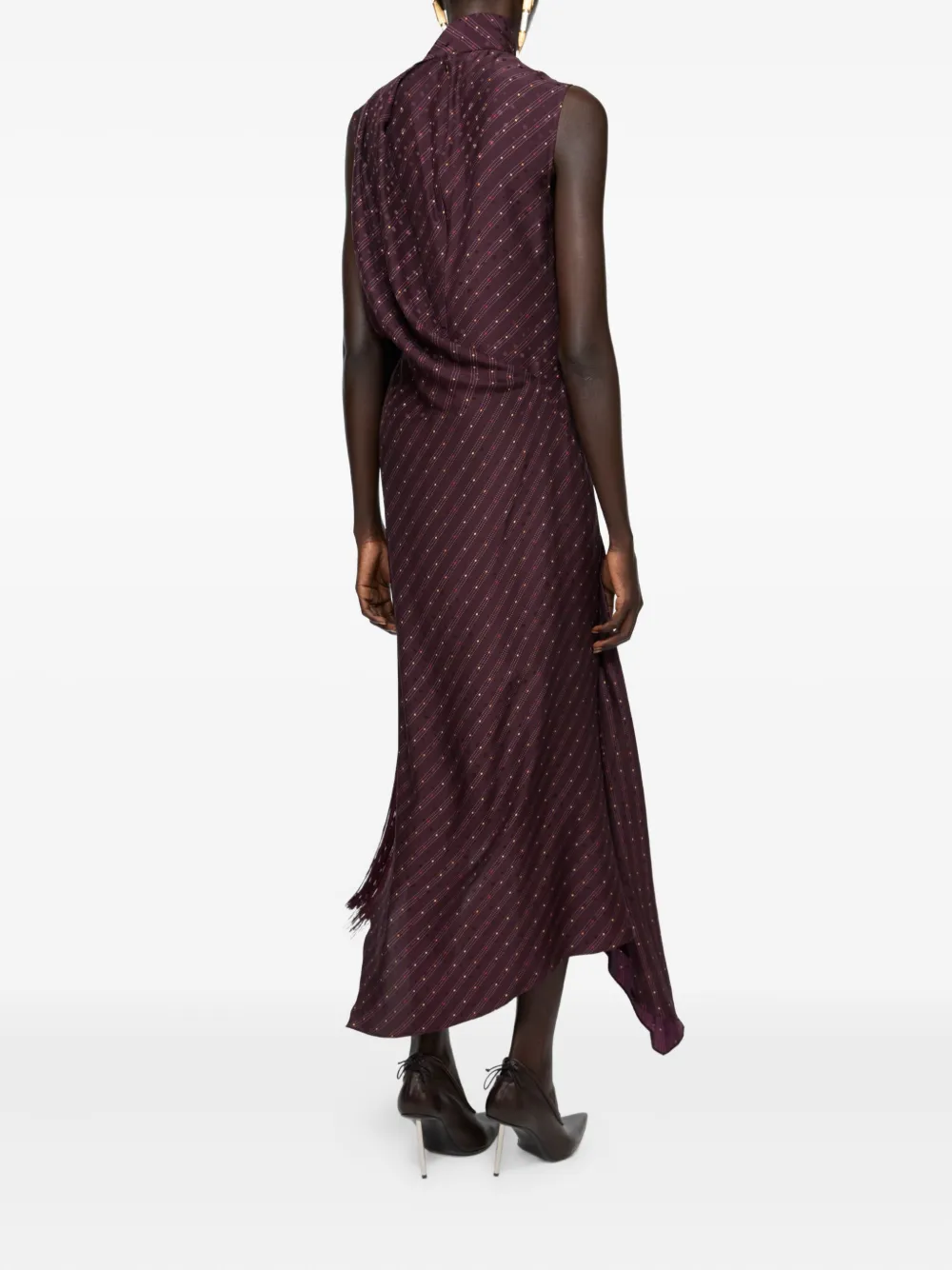 Acne Studios Dale Asymmetric Silk Maxi Dress In Burgundy